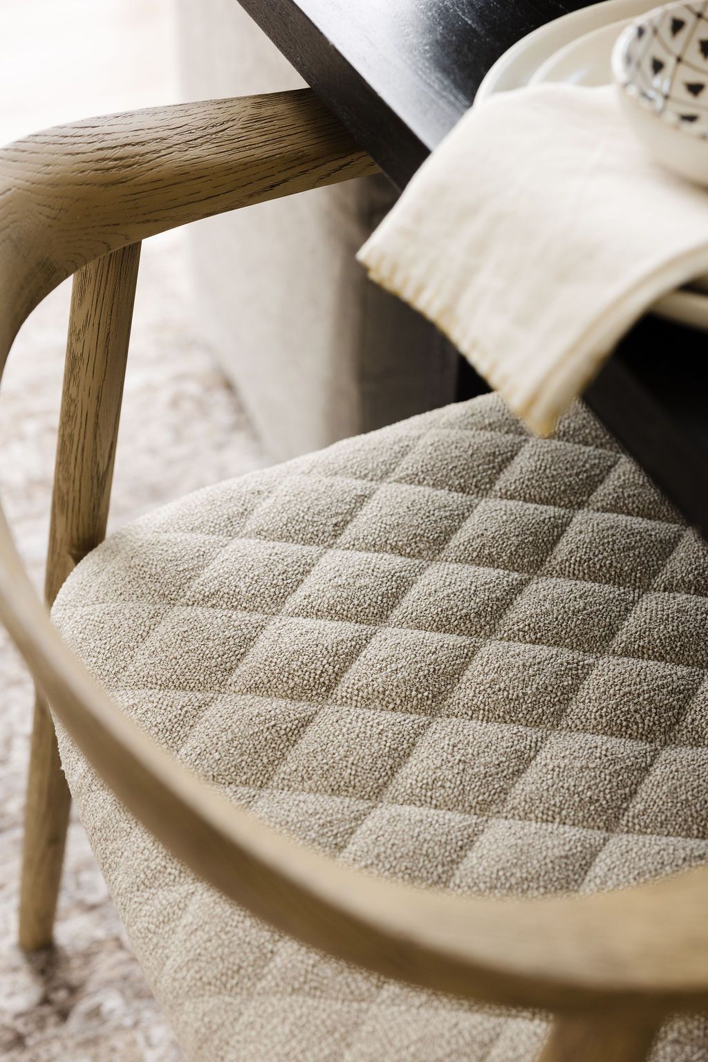 Jeremy Dining Armchair / Weathered Oak / Dove Cream