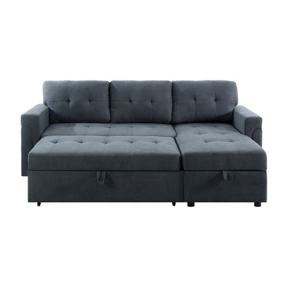 Convertible Reversible Sectional Sofa with Pull-Out Sleeper Bed, Hidden Storage Chaise, and Durable Legs