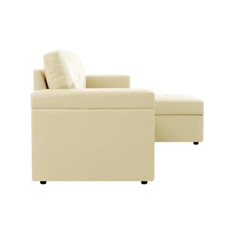 Convertible Reversible Sectional Sofa with Pull-Out Sleeper Bed, Hidden Storage Chaise, and Durable Legs