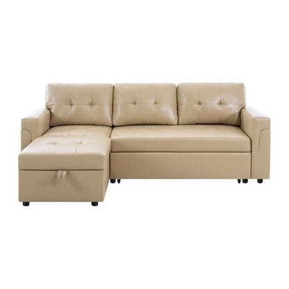 Convertible Reversible Sectional Sofa with Pull-Out Sleeper Bed, Hidden Storage Chaise, and Durable Legs