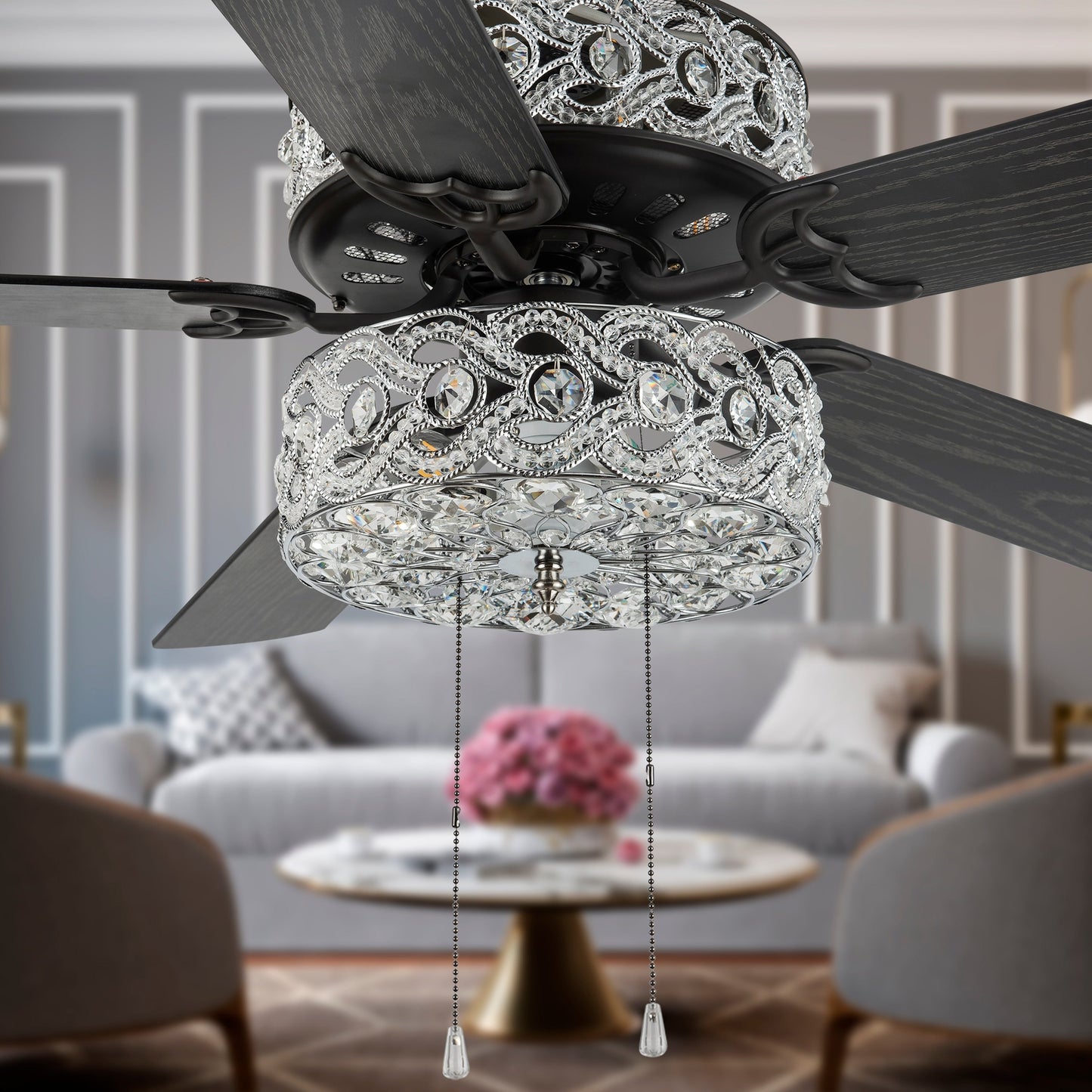 River of Goods Olivia Oil Rubbed Bronze Finish/ Crystal 52-inch LED Ceiling Fan - 52L x 52W x 18.25H - 52L x 52W x 18.25H