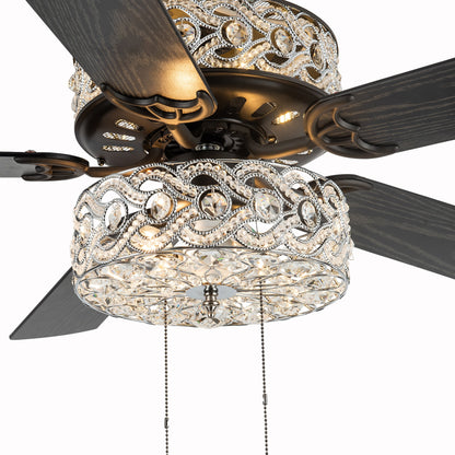 River of Goods Olivia Oil Rubbed Bronze Finish/ Crystal 52-inch LED Ceiling Fan - 52L x 52W x 18.25H - 52L x 52W x 18.25H