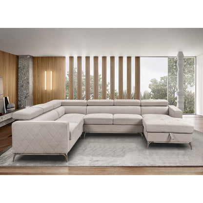Roomfitters 122 Oversized Sectional Sofa Couch with Chaise Storage, Contemporary U-Shaped 7-Seater Sofa