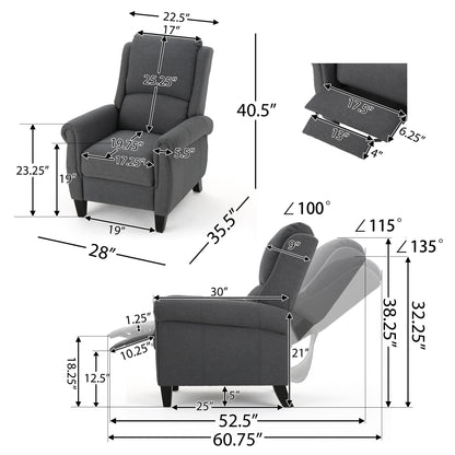 Roomfitters Ultimate Comfort PU Leather Pushback Recliner, Luxurious Recliner Chair for Living Room or Bedroom