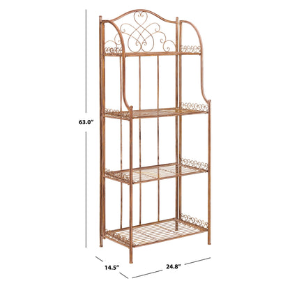 SAFAVIEH Bryn Victorian Wrought Iron 4-Tier Outdoor Bakers Rack - 25 In. W x 15 In. D x 63 In. H - 25W x 15D x 63H