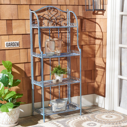 SAFAVIEH Bryn Victorian Wrought Iron 4-Tier Outdoor Bakers Rack - 25 In. W x 15 In. D x 63 In. H - 25W x 15D x 63H