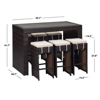 SAFAVIEH Outdoor Euda Bar Set (7-Piece) - 29Wx59Dx42H