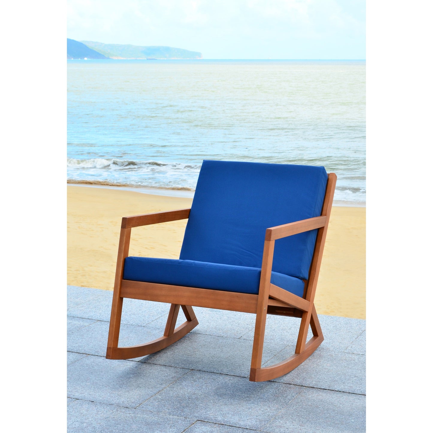 SAFAVIEH Outdoor Makaila Rocking Chair with Cushion - 26W x 31D x 38H