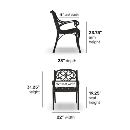 Sanibel Bronze Aluminum 7- Piece Outdoor Dining Set with 72 Oval Dining Table and Six Armchairs by Homestyles