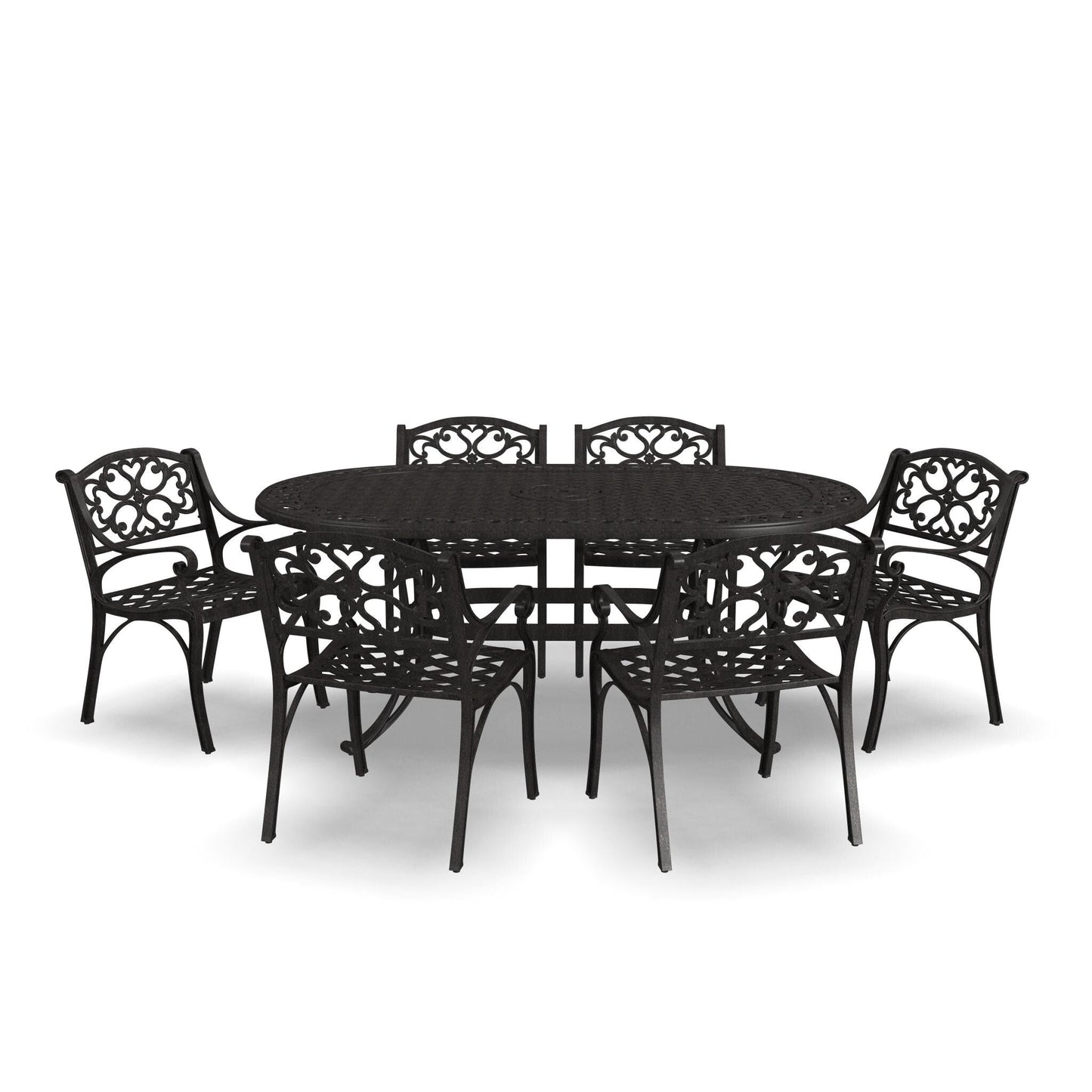 Sanibel Bronze Aluminum 7- Piece Outdoor Dining Set with 72 Oval Dining Table and Six Armchairs by Homestyles