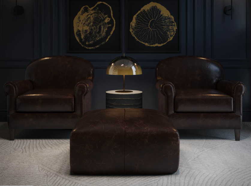 Ellie Ottoman / Chocolate Leather