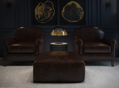 Ellie Ottoman / Chocolate Leather