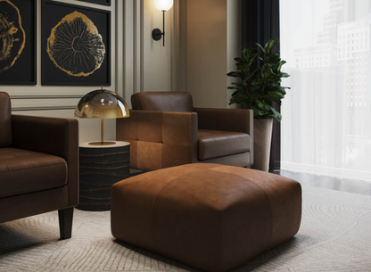 Ellie Ottoman / Cognac Leather