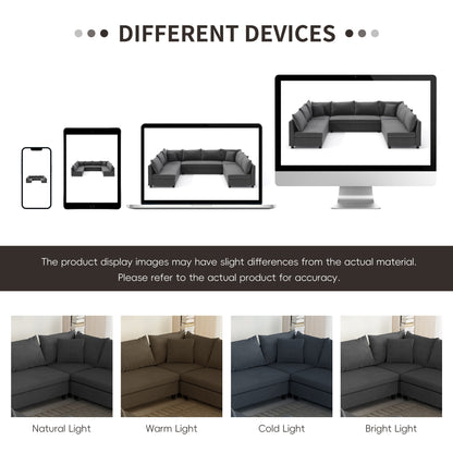 Sectional Sofa,Reversible U Shaped Chenille Couch Set,Free Combination,Oversized 8 Seat Convertible Sofa