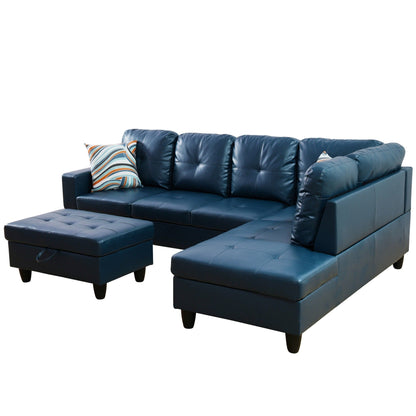 Semi PU Synthetic Leather 3-Piece Couch Living Room Sofa Set
