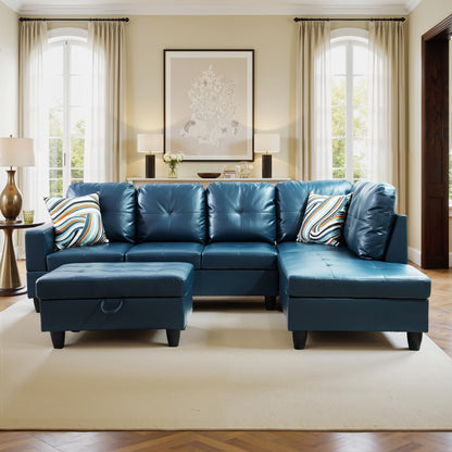 Semi PU Synthetic Leather 3-Piece Couch Living Room Sofa Set