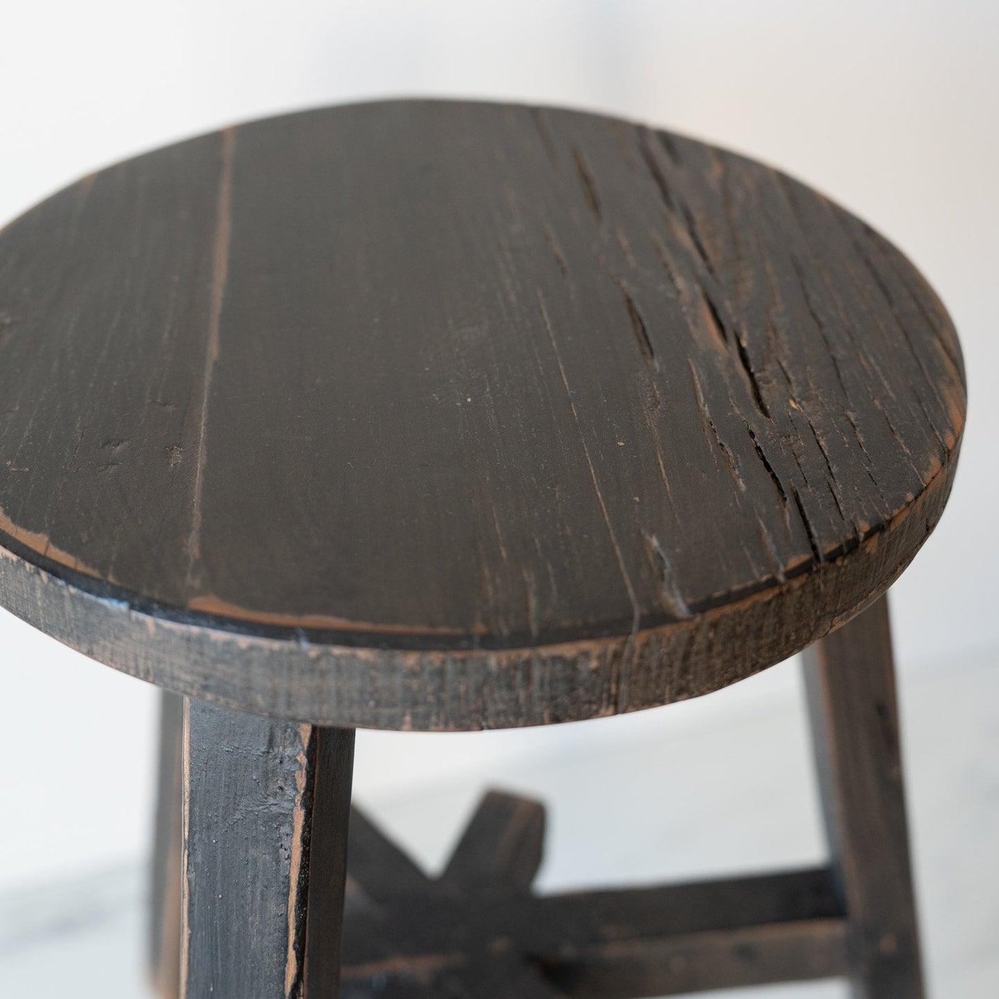 Short Dobbie Reclaimed Stool - Black