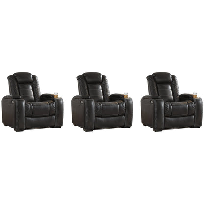 Signature Design by Ashley Party Time Black 3-Piece Home Theater Seating