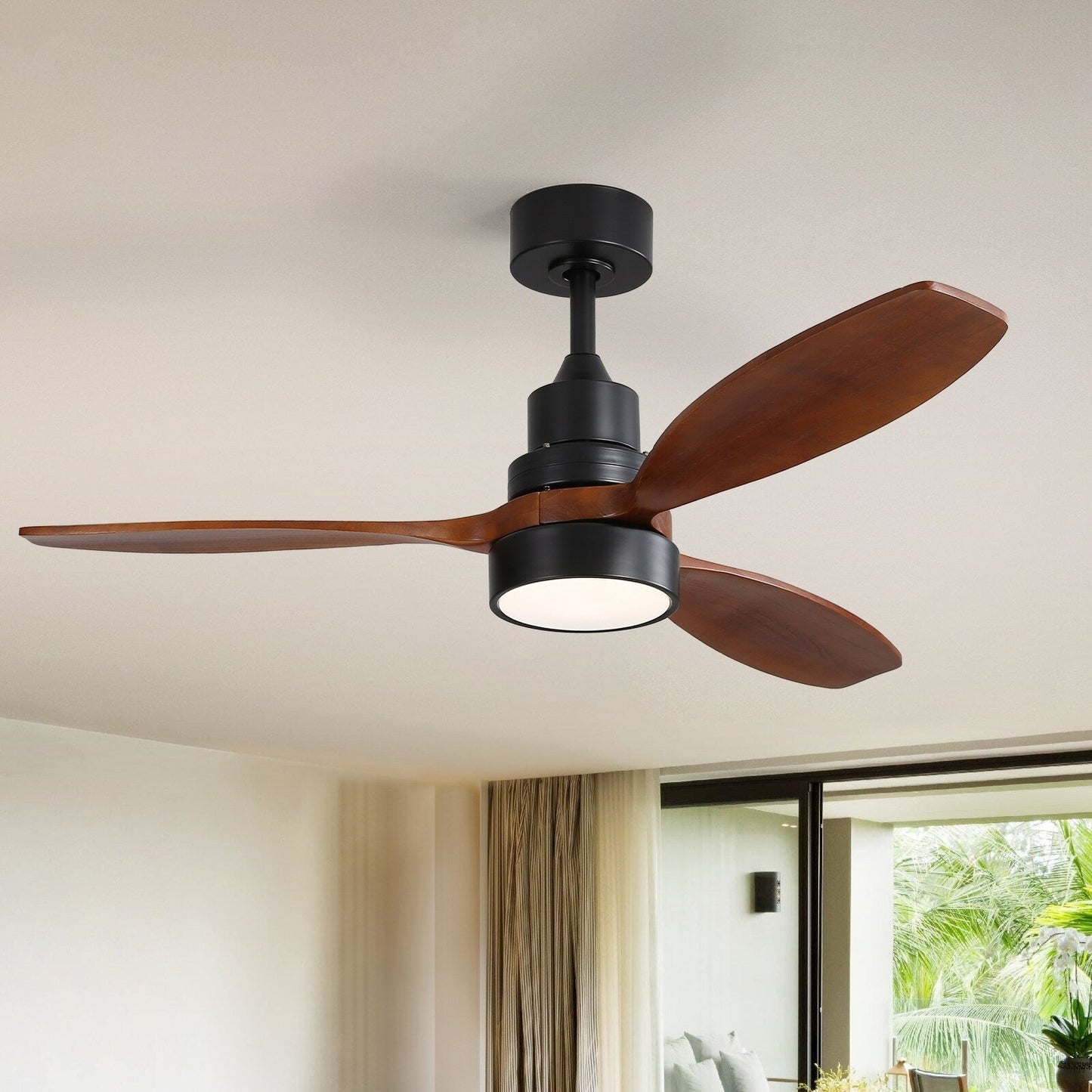 Sofucor 52 Indoor Wood Ceiling Fan Light with Remote, Integrated Light Optional