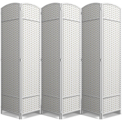 Sorbus 6 Panel Room Divider Tall Privacy Partition Screen Extra Wide Double Hinged Mesh Hand-Woven Folding Wall Divider - 6ft
