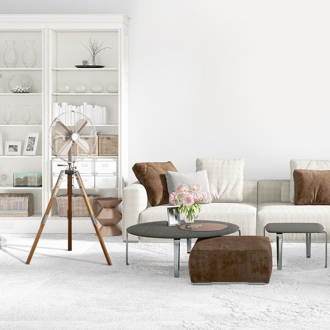 Star Fans Star Tripod 16-inch Stand Fan with Wooden Legs