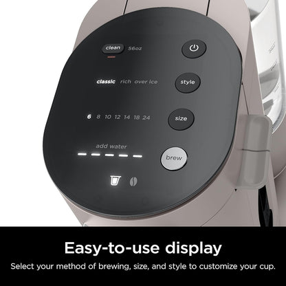 Stone Single-Serve Coffee Maker, K-Cup Compatible, 56oz Reservoir, Grounds Brewing, Iced Coffee