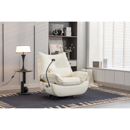 Swivel Glider Power Recliner with Bluetooth Speakers, Phone Holder, USB and Type-C Charging Ports, Hidden Arm Storage