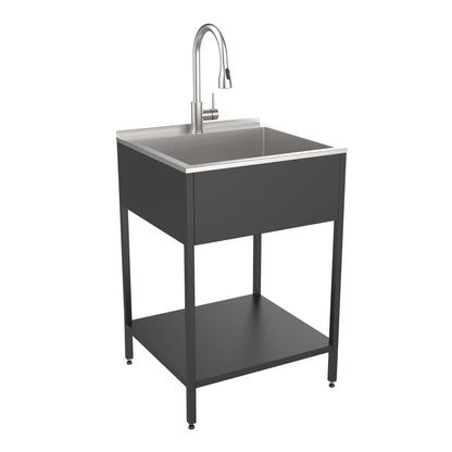 Transolid EWS-2422S 24-in W x 22-in D x 35-in H Stainless Steel Laundry Sink and Wash Stand - 24-in x 22-in