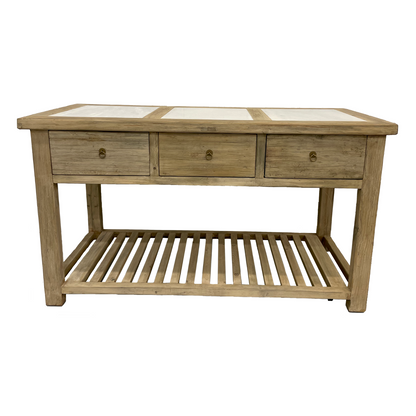 Sawyer Reclaimed Wood Island with Marble inserts