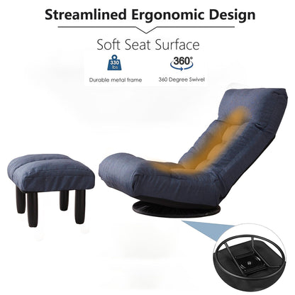 Upholstered Armless Recliner Set with Ottoman and Adjustable Headrest