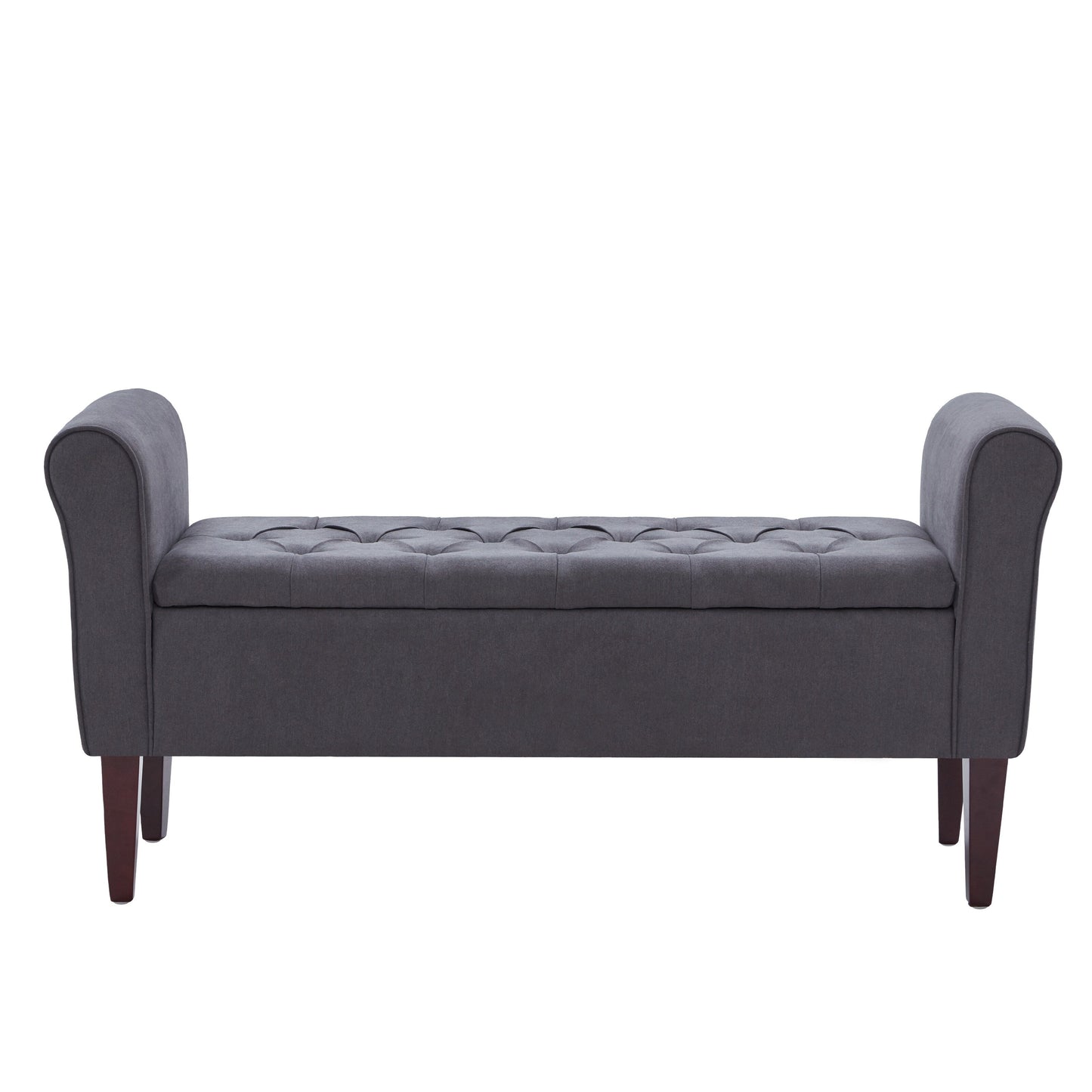 Upholstered Storage Bench Arm Bench Entryway Bench with Tufted Flip Top 50.4 Inches