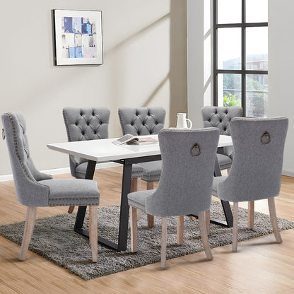 Upholstered Tufted Velvet Dining Chair with Solid Wood Legs Set of 6