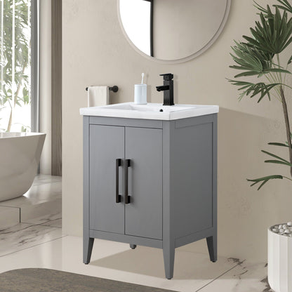 Vanity Art 20 or 24 or 30 Single Sink Bathroom Vanity Cabinet with Ceramic Top