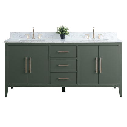 Vanity Art 72 Double Sink Bathroom Vanity Cabinet with Engineered Marble Top