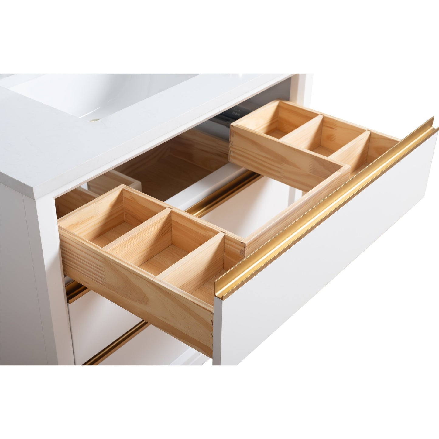 Vanity Art Bathroom Vanity with Ceramic Sink and Engineered Marble Top