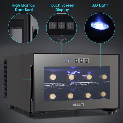 Versatile 8 - bottle Beverage Cooler(46 - 66°F): Sleek Design and Ultra - quiet Operation for Home Use