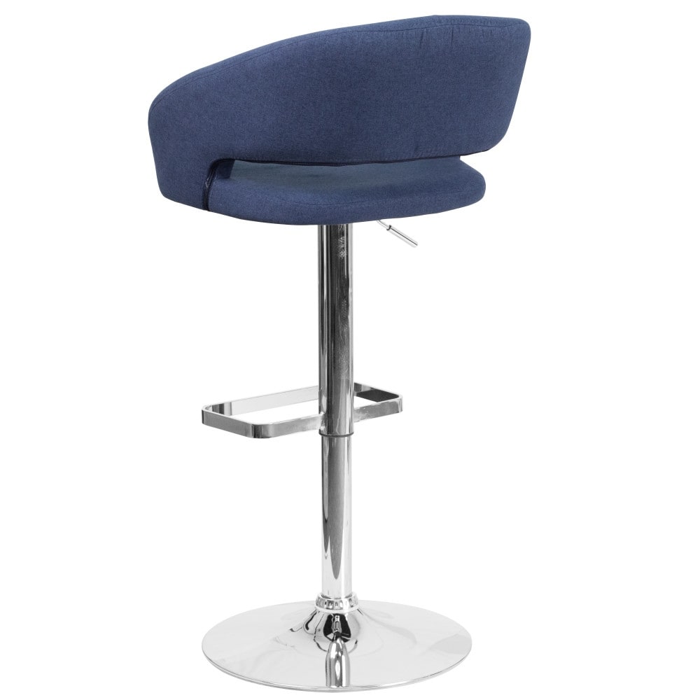 Modern Upholstered Adjustable-Height Barstool with Rounded Back