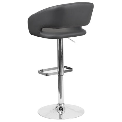 Modern Upholstered Adjustable-Height Barstool with Rounded Back