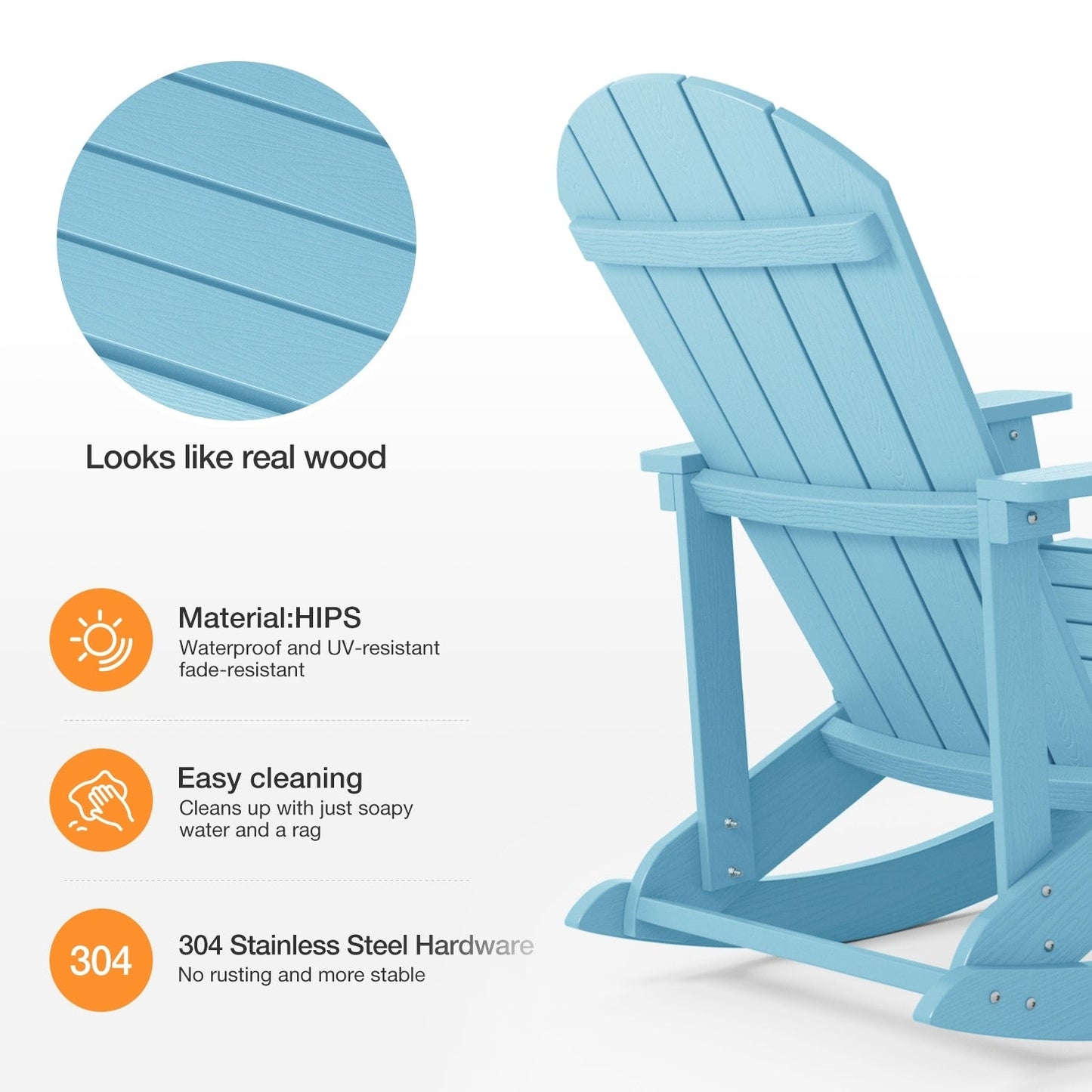 WINSOON All Weather Outdoor Rocking Chair, Set of 2