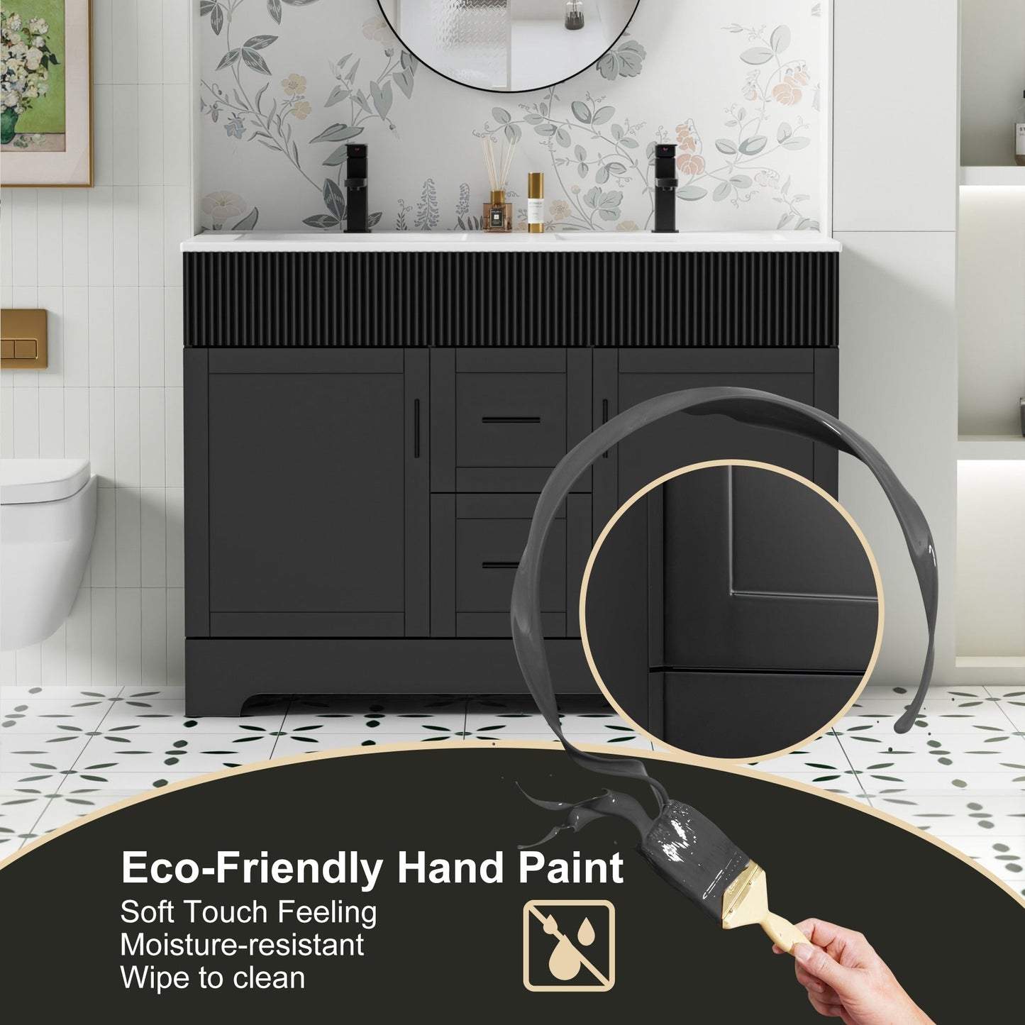 Wavy Line 30/36/48 Bathroom Vanity Set with Sink & Faucet