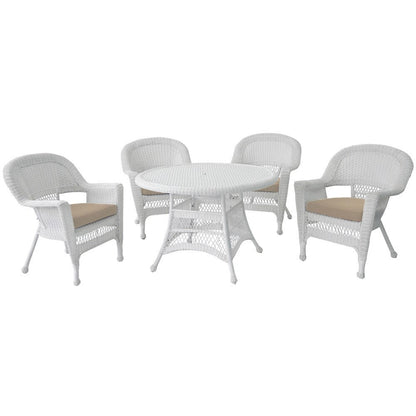 5-piece White Resin Wicker Dining Set