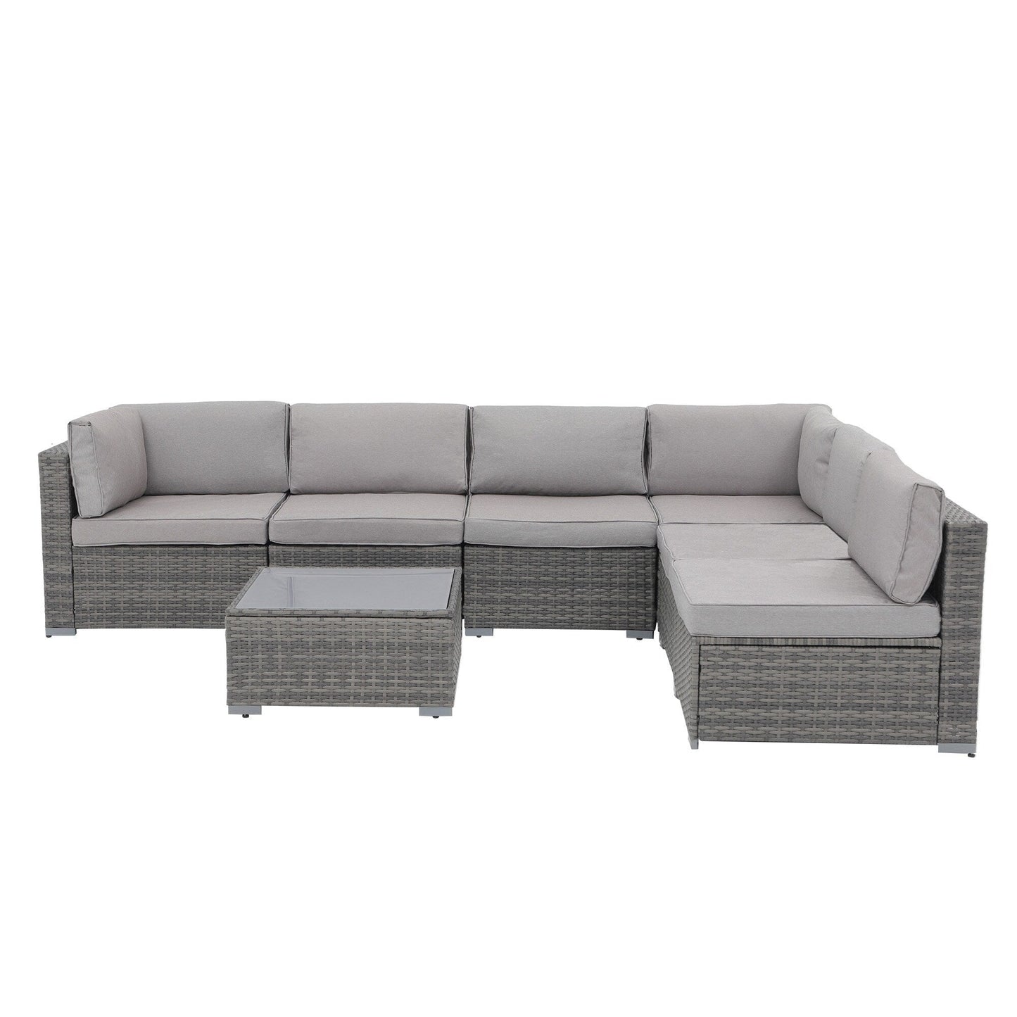 Wicker/ Steel 7-piece Outdoor Cushioned Sectional Sofa Set