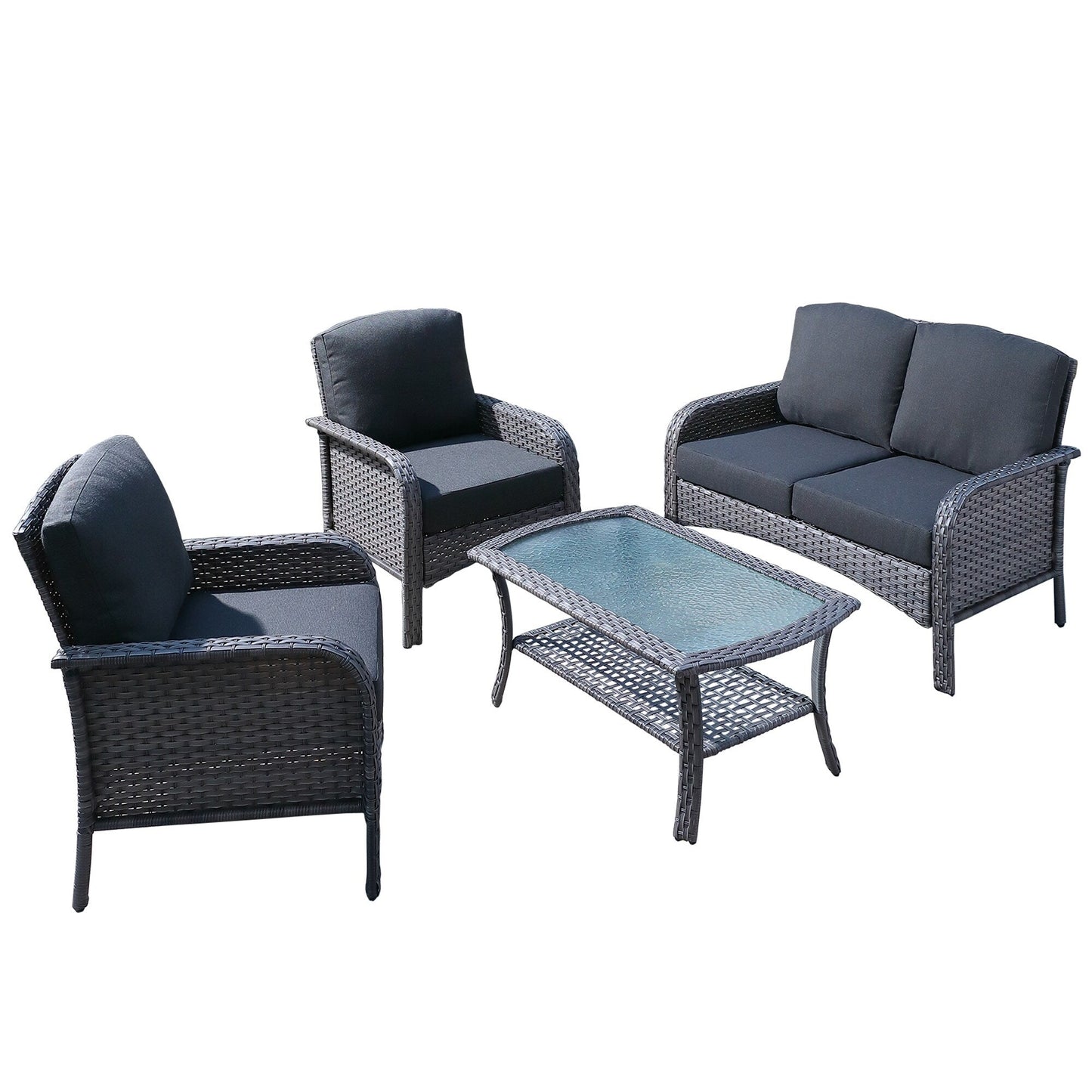 XIZZI 4-piece Outdoor Patio Furniture Conversation Set with Table