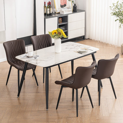 Modern Upholstered Leather Armless Dining Chairs Set of 2