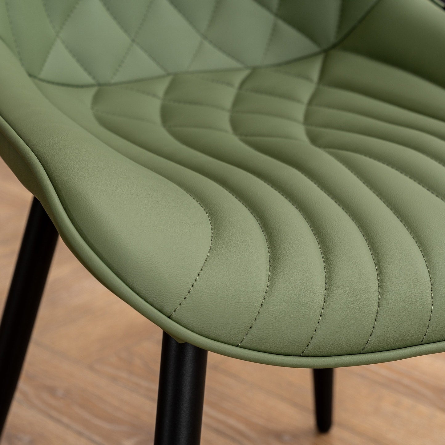 Modern Upholstered Leather Armless Dining Chairs Set of 2