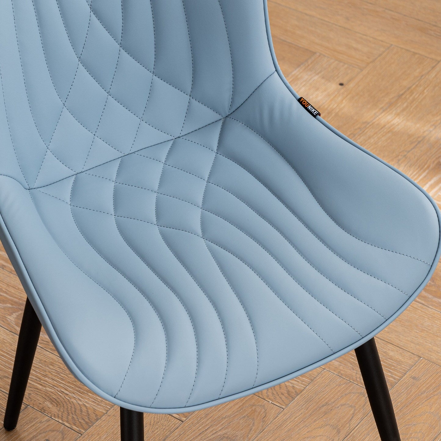 Modern Upholstered Leather Armless Dining Chairs Set of 2