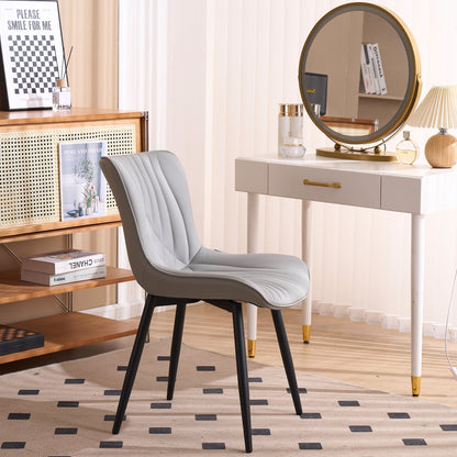 Modern Upholstered Leather Armless Dining Chairs Set of 2