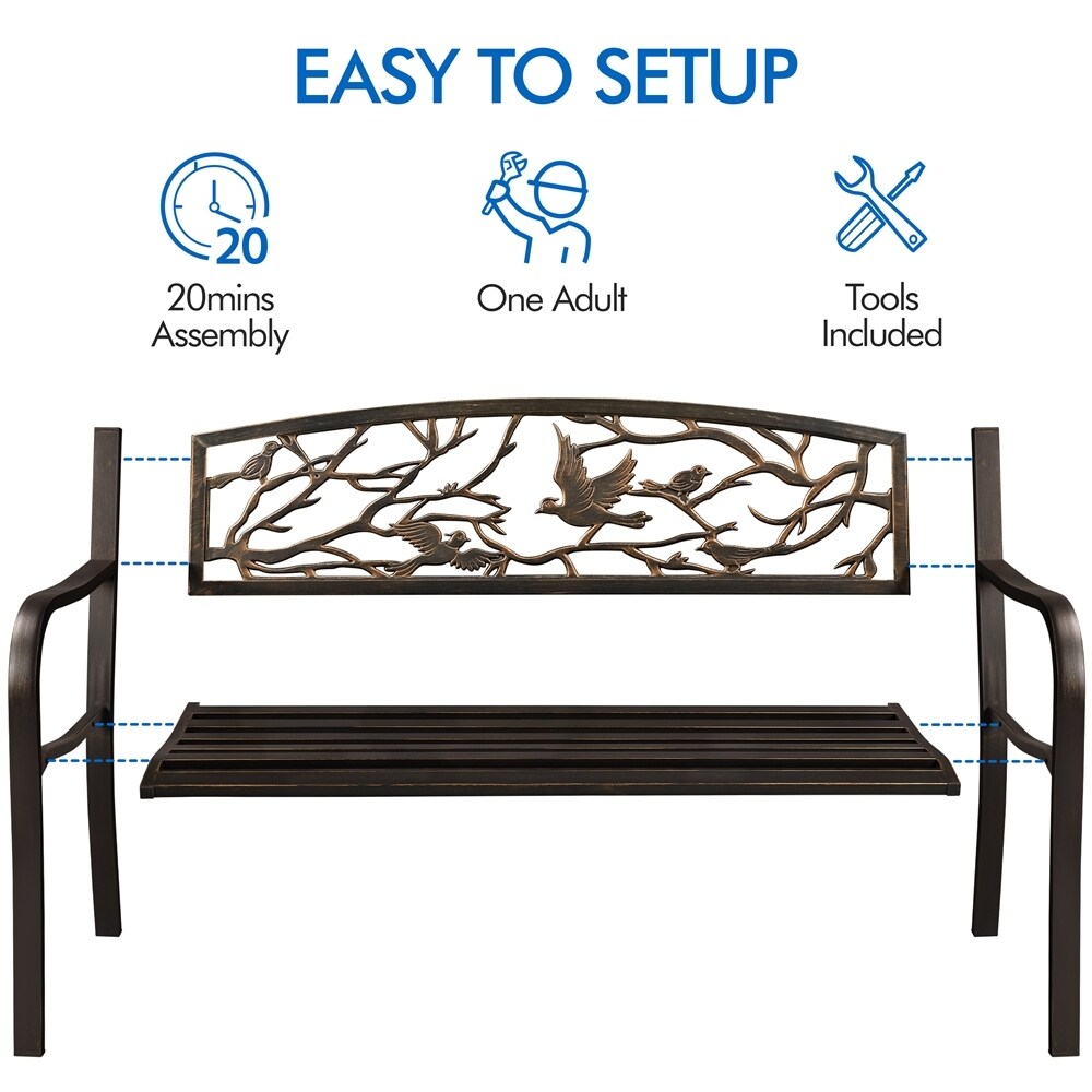 Yaheetech Patio Garden Bench Outdoors Metal Porch Chair - N/A