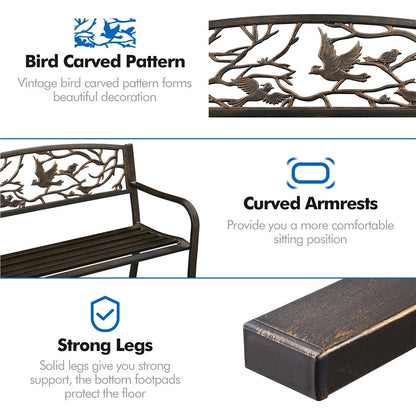 Yaheetech Patio Garden Bench Outdoors Metal Porch Chair - N/A