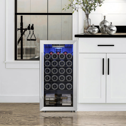Yeego 17 Inch Single Zone 27-Bottle Freestanding Wine Cooler Mini Fridge - 16.9 inch